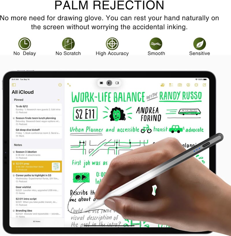 HATOKU Pen for iPad 2018-2025, 15 Mins Fast Charging Pencil 1st Generation with Tilt & Palm Rejection for iPad Air 3/4/5/M2/M3, iPad Mini 5/6/7, iPad 6/7/8/9/10/11, iPad Pro 11/12.9/M4/M5(Black White) - Image 5